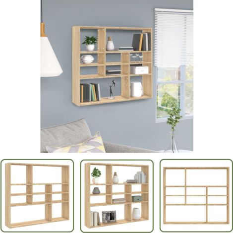 The Living Store Wandregal Sonoma-Eiche 90x16x78 cm Holzwerkstoff - Wandregal - Regal - Holzregal - Wohnraum Dekoration - Aufbewahrungssystem (1/5)
