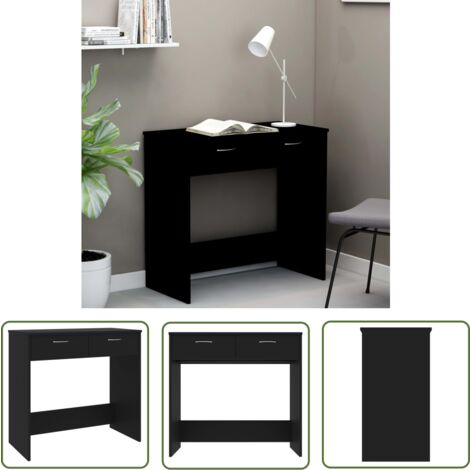 The Living Store Schreibtisch Schwarz 80x40x75 cm Holzwerkstoff - Schwarzer Schreibtisch - Schreibtisch Schwarz - Holzwerkstoff Tisch - Schreibtisch Mit Schubladen - Kleiner Schreibtisch (1/5)