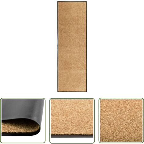 The Living Store Fußmatte Waschbar Creme 60x180 cm - Innenfußmatte - Außenfußmatte - Türmatte - Waschebene - Anti-Rutschmatte (1/5)