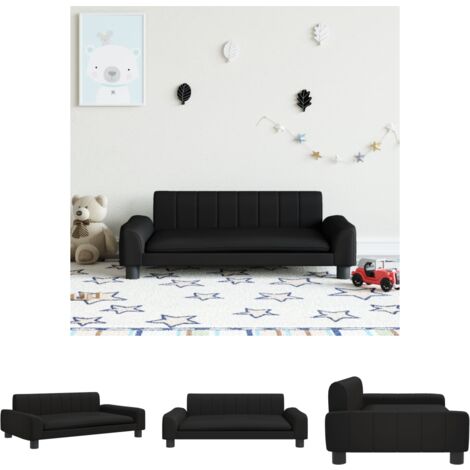 Kindersofa Schwarz 70x45x30 cm Kunstleder