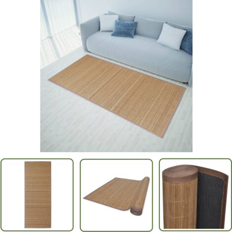 Teppich Bambus Braun Rechteckig 80x200 cm - Bambus Teppich - Wohnzimmer  Teppich - Flur Teppich - Rechteckiger Teppich - Naturfarbenes Teppich