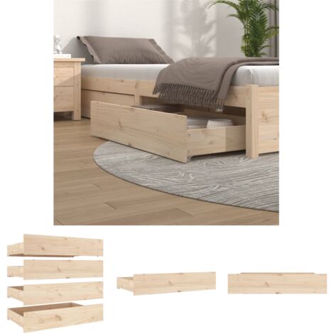 VidaXL 4x Bettschubladen Kiefer Massivholz - Unterbett Aufbewahrungskästen 95x57x18 Cm
