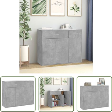 The Living Store Sideboard Betongrau 88x30x70 cm Holzwerkstoff - Sideboard - Holzmöbel - Wohnzimmermöbel - Grau Sideboard - Betongrau Möbel (1/5)