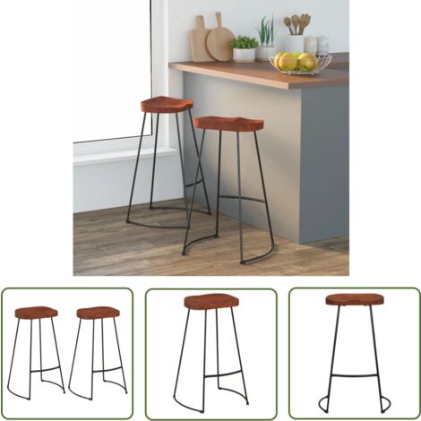 The Living Store Gavin Barhocker 2 Stk. 50x40x78 cm Massivholz Mango Barhocker