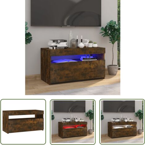 The Living Store TV-Schrank mit LED-Leuchten Räuchereiche 75x35x40 cm - TV Schrank - Holzwerkstoff Möbel - Wohnzimmerschrank - Medienregal - Regal Mit Beleuchtung (1/5)