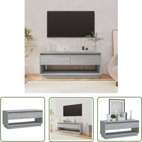The Living Store TV-Schrank Grau Sonoma 102x41x44 cm Holzwerkstoff - TV-Schrank - Lowboard - Holzmöbel - Grau - Sonoma (1/5)