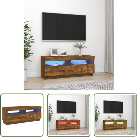 The Living Store TV-Schrank mit LED-Leuchten Räuchereiche 100x35x40 cm - TV Schrank - Fernsehtisch - Wohnzimmereinrichtung - Holzwerkstoff Möbel - Regal (1/5)