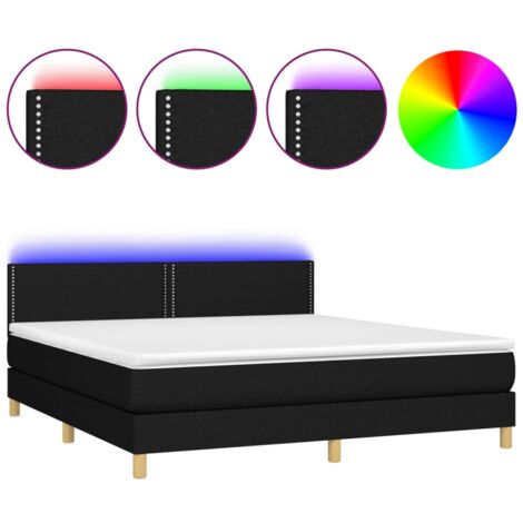 Boxspringbett mit Matratze & LED Schwarz 160x200 cm Stoff