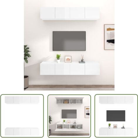 TV-Schrank Wandmontage Weiß 80x30x30 Cm - Ablagefach & Türfach Für Wohnzimmer
