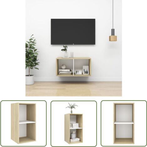 Wandregal Loft 90x45cm - Sonoma Eiche & Schwarz Metall 2 Ablagen