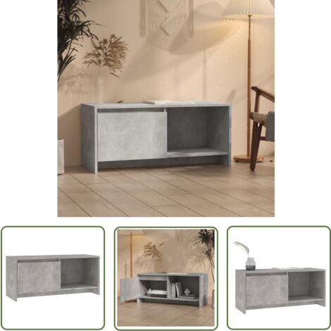 The Living Store TV-Schrank Betongrau 90x35x40 cm Holzwerkstoff - TV-Schrank - Lowboard - Holzmöbel - Beton Grau Möbel - Wohnzimmer Dekoration (1/5)