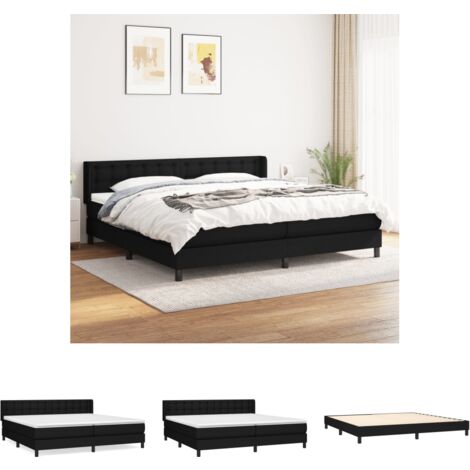 The Living Store Boxspringbett mit Matratze Schwarz 200x200 cm Stoff - Betten & Bettgestelle (1/5)