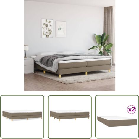 The Living Store Boxspringbett mit Matratze Taupe 200x200 cm Stoff - Boxspringbett - Doppelbett - Bettsystem - Lattenrost - Federkernmatratze (1/5)