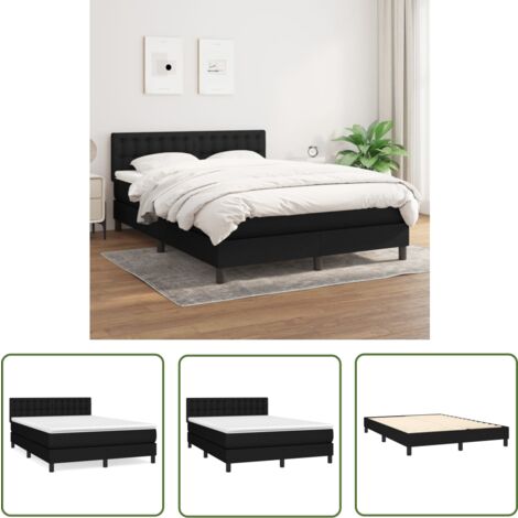 The Living Store Boxspringbett mit Matratze Schwarz 140x190 cm Stoff - Boxspringbett - Doppelbett - Schlafsystem - Bettrahmen - Matratze (1/5)