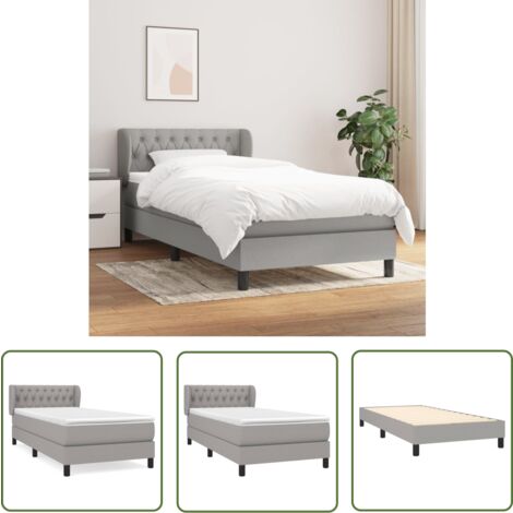 The Living Store Boxspringbett mit Matratze Hellgrau 90x190 cm Stoff - Boxspringbett - Doppelbett - Bettenrahmen - Lattenrost - Matratze (1/5)