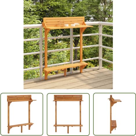 The Living Store BalkonStehtisch 90x37x122,5 cm Massivholz Akazie