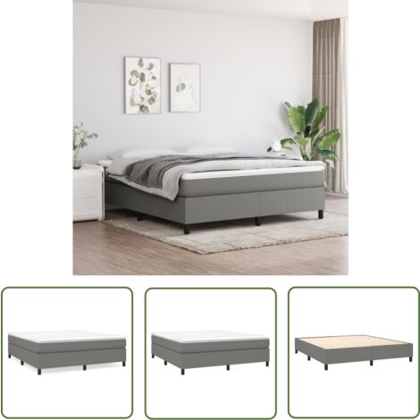 The Living Store Boxspringbett mit Matratze Dunkelgrau 180x200 cm Stoff - Boxspringbett - Doppelbett - Bettenrahmen - Matratze - Nachttisch (1/5)