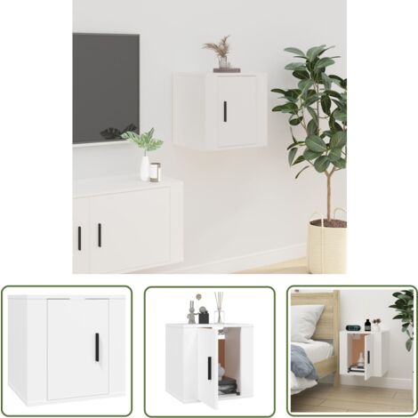 The Living Store TV-Wandschrank Weiß 40x34,5x40 cm - TV Schrank - Wandregal - Holzschrank - Weißer TV Stand - Wohnwand Regal (1/5)