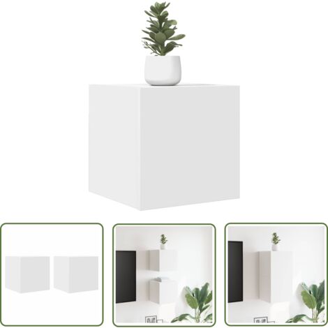 The Living Store TV-Wandschränke 2 Stk. Weiß 30,5x30x30 cm - TV Schrank - Wandschrank - Fernseherschrank - Regal - Weißer Schrank (1/5)