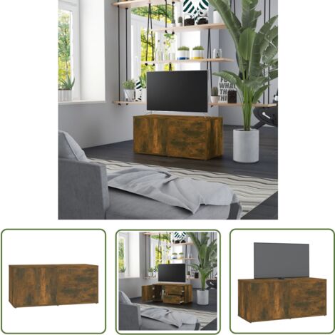 The Living Store TV-Schrank Räuchereiche 80x34x36 cm Holzwerkstoff - TV ...