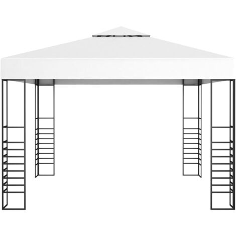 The Living Store Gartenzelt mit LEDLichterkette 3x3 m Weiß Pavillons