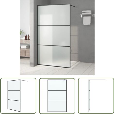 Vente-unique Duschwand TRISEO – Siebdruck Schwarz Matt, 140 X 200 Cm Für Begehbare Duschen