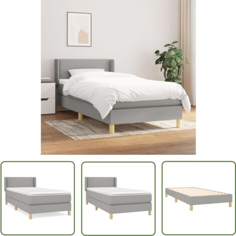 The Living Store Boxspringbett mit Matratze Hellgrau 100x200 cm Stoff - Boxspringbett - Doppelbett - Bettenrahmen - Lattenrost - Matratze (1/5)