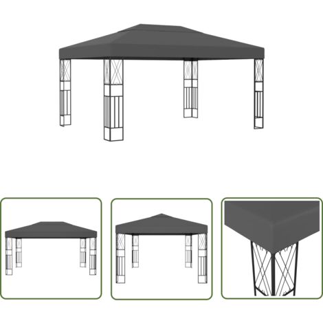 The Living Store Pavillon 3×4 m Anthrazit Stoff Pavillons & Partyzelte