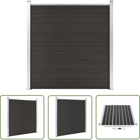 The Living Store Zaunelement WPC 180x186 cm Schwarz - Gartenzaun - WPC Zaun - Holzzaun - Privacy Screen - Zaunsystem