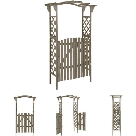 The Living Store Pergola mit Tor 116x40x204 cm Grau Massivholz Tanne