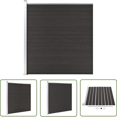 The Living Store Zaunelement WPC 175x186 cm Schwarz - Gartenzaun - WPC Zaun - Holzzaunt - Privacy Screen - Zaunsystem