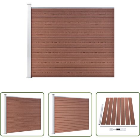 The Living Store Zaunelement WPC 175x146 cm Braun - Gartenzaun - WPC Zaun - Holzzaunt - Privacy Screen - Gartenabgrenzung