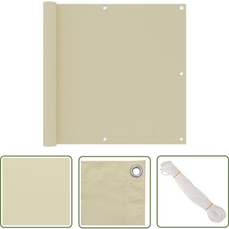 The Living Store Balkon-Sichtschutz Creme 90x500 cm Oxford-Gewebe - Balkon Sichtschutz - Windschutz - Wasserfest - UV Schutz - Oxford Gewebe (1/5)