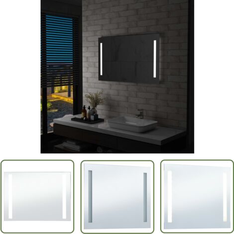 Silberner Badezimmerspiegel 91,4x61 Cm – Aluminiumrahmen, HD-Spiegelglas, Für Wandmontage