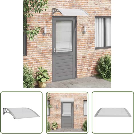 The Living Store Türvordach Grau und Transparent 100x75 cm Polycarbonat - Türvordach - Markise - Hausüberdachung - Schutzvor Den Elementen - Witterungsbeständig (1/5)