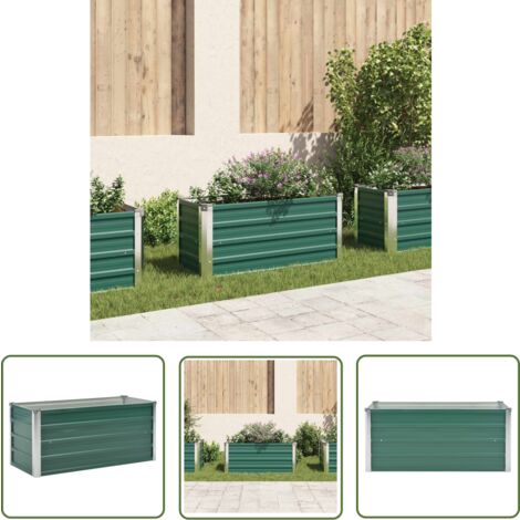The Living Store Garten-Hochbeet Verzinkter Stahl 100x40x45 cm Grün - Gartengefäß - Hochbeet - Stahltank - Blumengarten - Gemüsegarten (1/5)