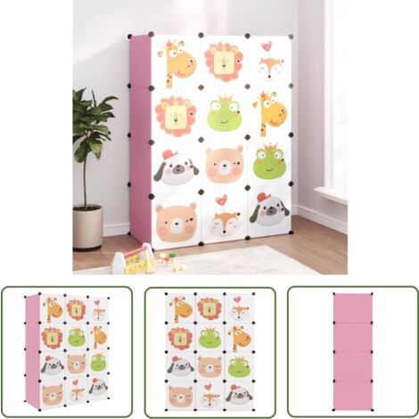 The Living Store Kinderschrank Modular mit 12 Würfeln Rosa PP - Kindermöbel - Spielzimmer Dekoration - Regalsysteme - Aufbewahrungsboxen - Organisationssystem