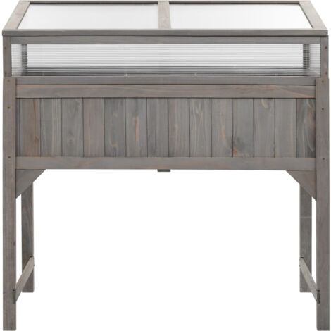 The Living Store Hochbeet mit Gewächshaus 110x54x120 cm Massivholz