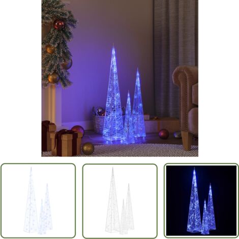 Tidyard LED-Leuchtkegel Set – 3 Stück (30/45/60cm), 8 Lichteffekte, Kaltweiß, Für Innen & Außen
