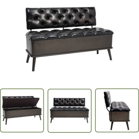 LVHOM Aufbewahrungsbank Schwarz - 80x59x45cm Sitzhocker Mit Stauraum Aus PU-Leder