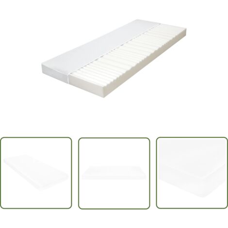 The Living Store Matratze 80 x 200 cm 7 Zonen PU Schaum 10 cm H2 H3 - Gastmatratze - 7-Zonen-Matratze - PU-Schaum Matratze - Matratze Weiß - Matratze 80x200 (1/5)