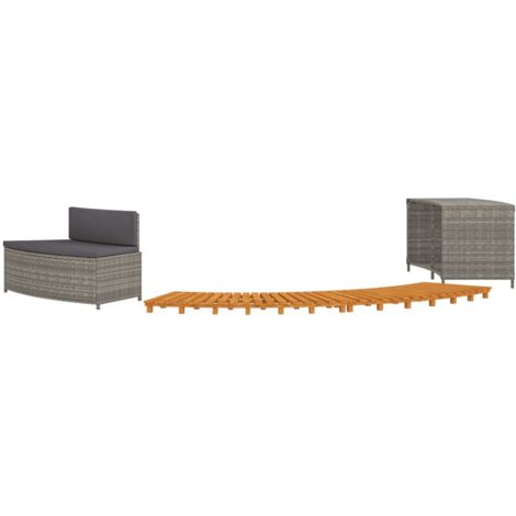 Whirlpool-Umrandung Aus Poly-Rattan – Graue Runde Einfassung Mit Stauraum (Ø 283/203 Cm)