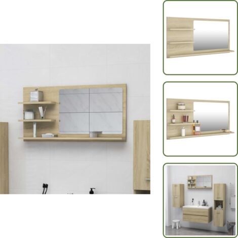 Wandspiegel - vidaXL Badspiegel Sonoma-Eiche 90x10,5x45 cm Holzwerkstoff - Badezimmer Spiegel (1/5)