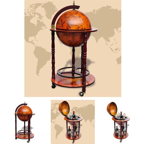 The Living Store Globus-Bar mit Flaschenregal Eukalyptusholz ...