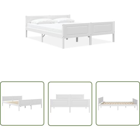 Massivholzbett Kiefer Weiß 160×200 cm