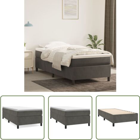 The Living Store Boxspringbett mit Matratze Dunkelgrau 90x190 cm Samt - Samtbett - Boxspringbett - Doppelbett - Schlafzimmermöbel - Luxusbett (1/5)