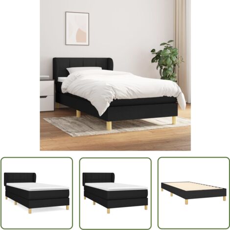 The Living Store Boxspringbett mit Matratze Schwarz 100x200 cm Stoff - Boxspringbett - Doppelbett - Bett Mit Matratze - Bettenrahmen - Lattenrost (1/5)