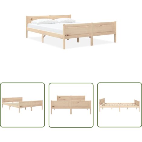 The Living Store Massivholzbett Kiefer 140x200 cm - Holzbettrahmen - Kiefernholzbett - Doppelbett - Bettkasten - Lattenrost (1/5)