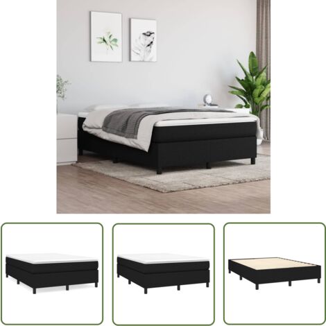 The Living Store Bettgestell ohne Matratze Schwarz 140x200 cm Stoff - Bettes Gestell - Doppelbett - Boxspringbetten - Lattenrost - Schlafzimmer Möbel