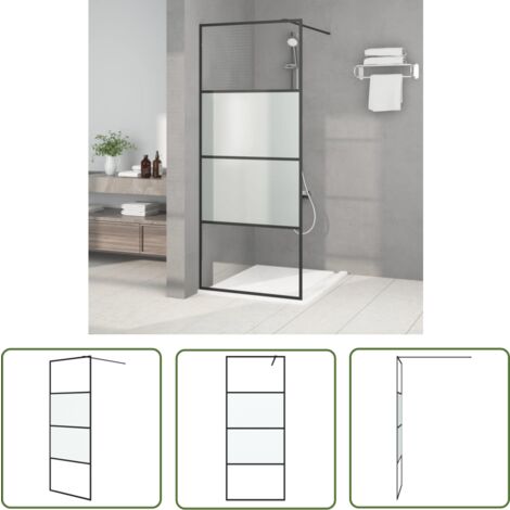 The Living Store Duschwand für Walk-In Dusche Schwarz 80x195 cm ESG Halbmattiert - Duschabtrennung - Duschwand - Glasdusche - ESG-Glas - Walk-in Dusche (1/5)